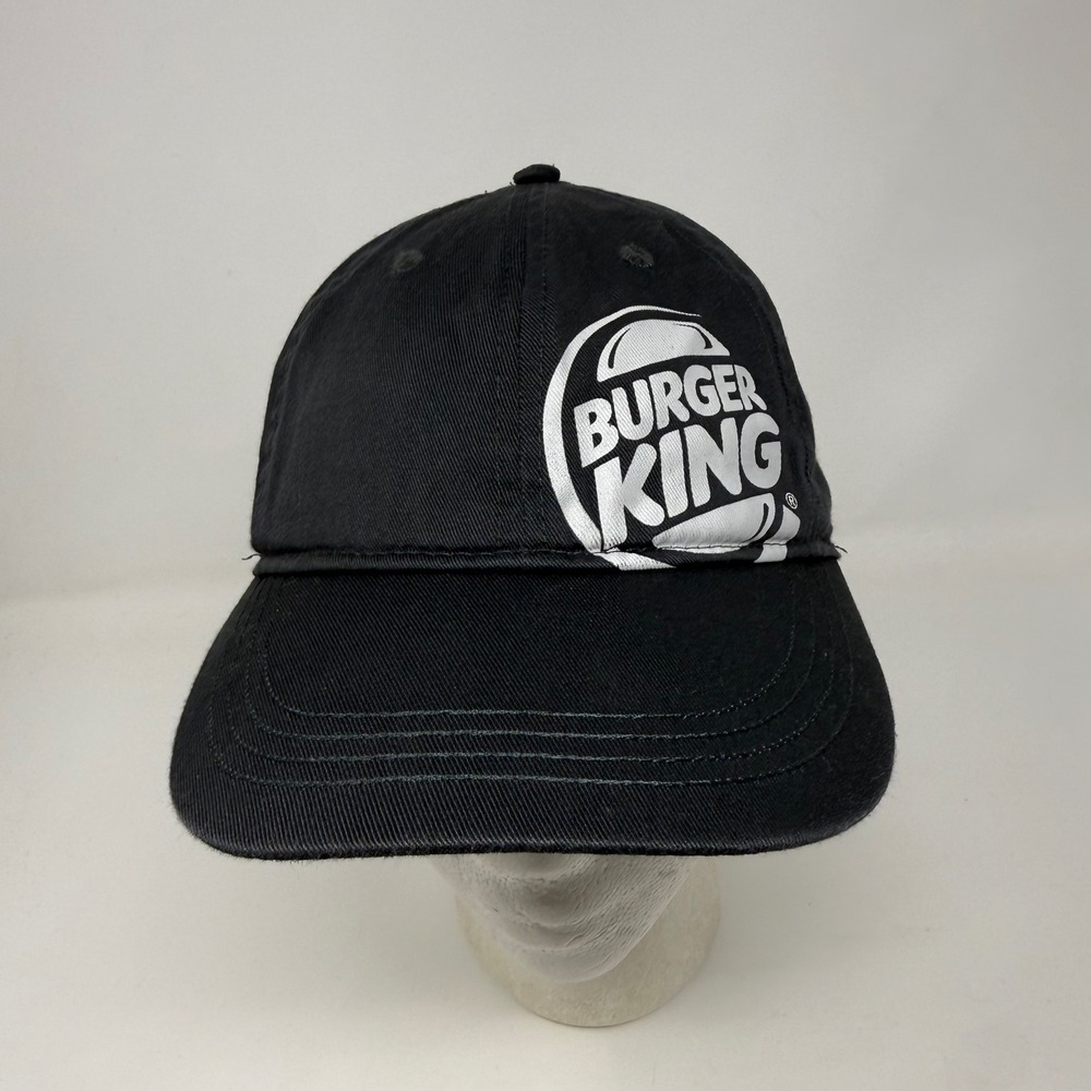 Burger King Crew Hat Black Adjustable Strapback Baseball Cap Uniform Logo O/S